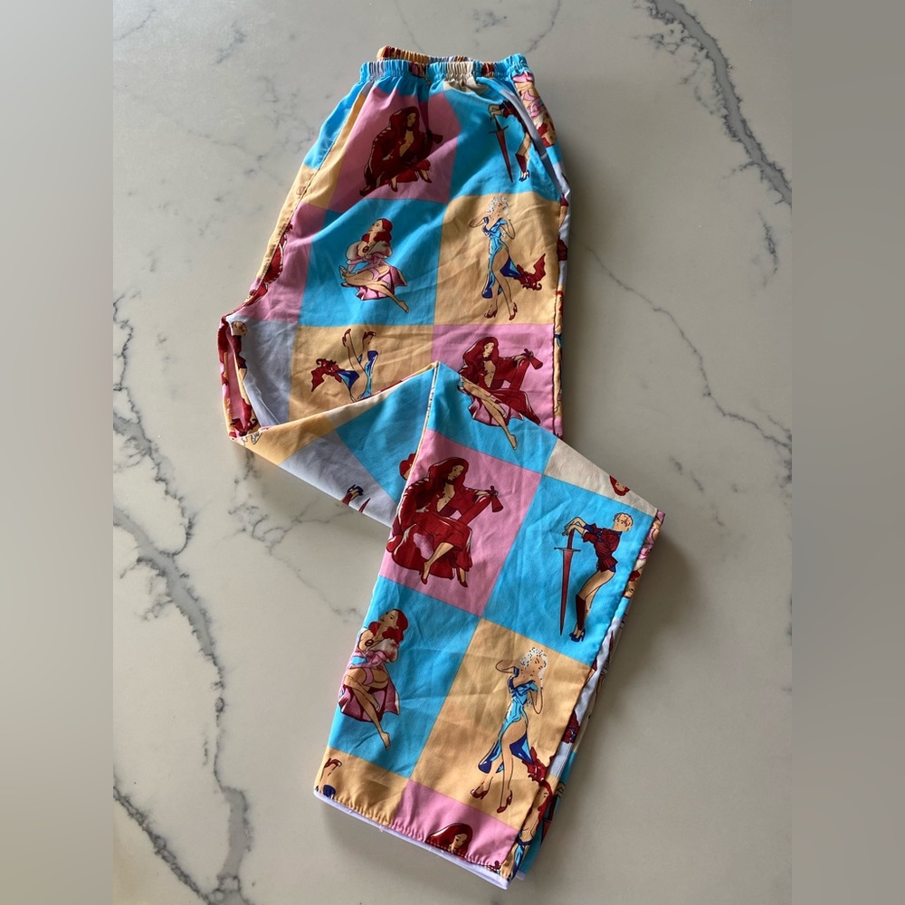 BOUDOIR PAJAMA PANTS | Unique pants. Satin. See measurements for size in photos.